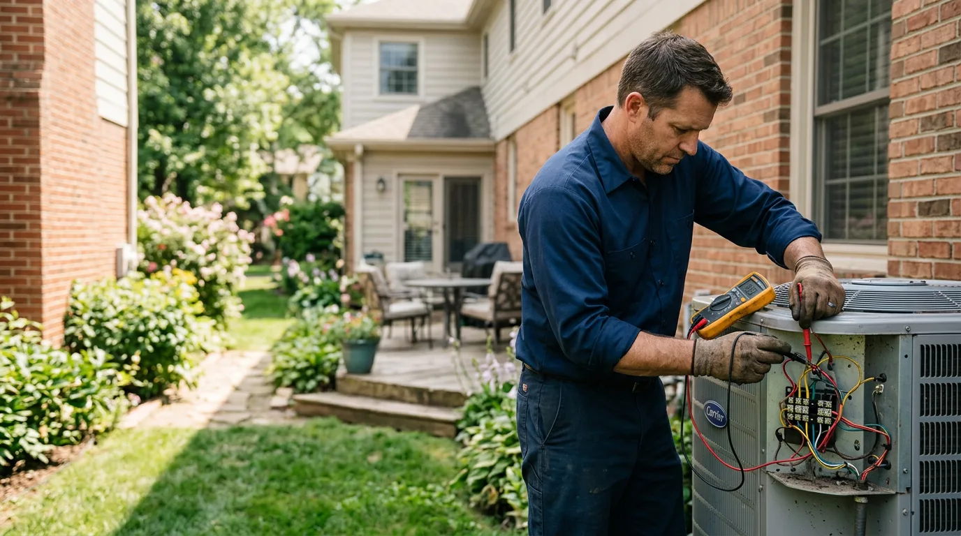 HVAC technician working near Kinsley, KS